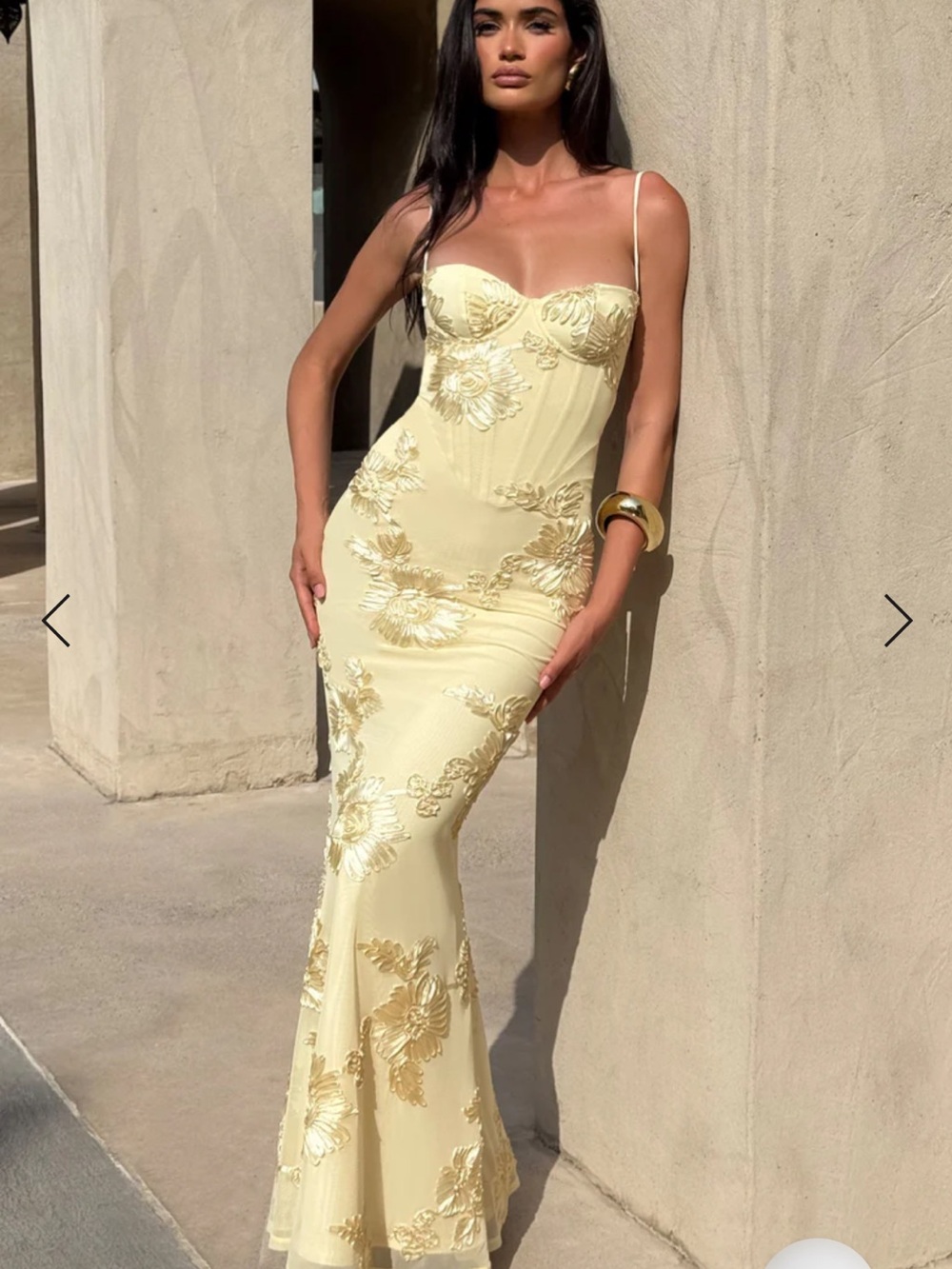 Cream Floral Embroidered Maxi Dress with Spaghetti Straps